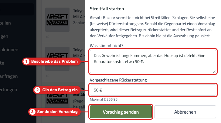 dispute modal