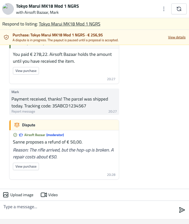 chat dispute open buyer