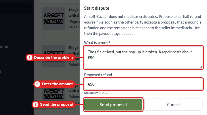dispute modal