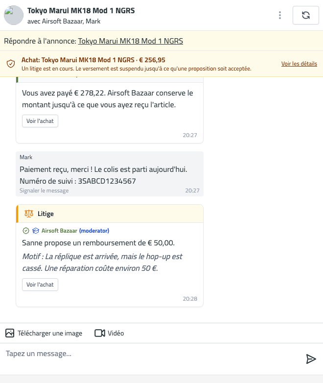 chat dispute open buyer