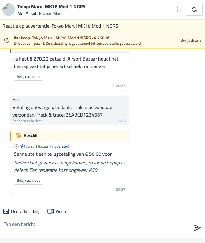 chat dispute open buyer