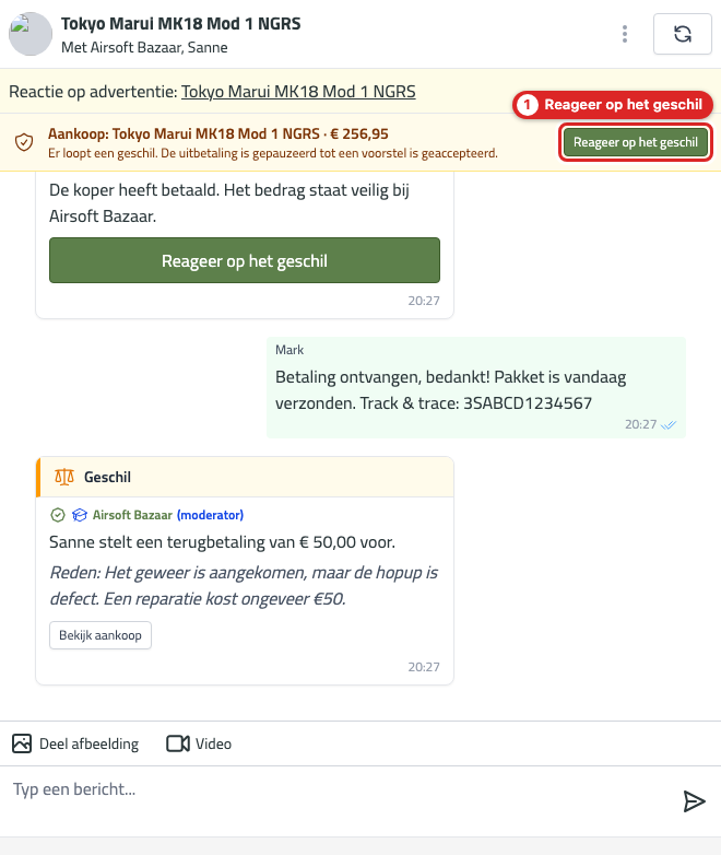 chat seller dispute