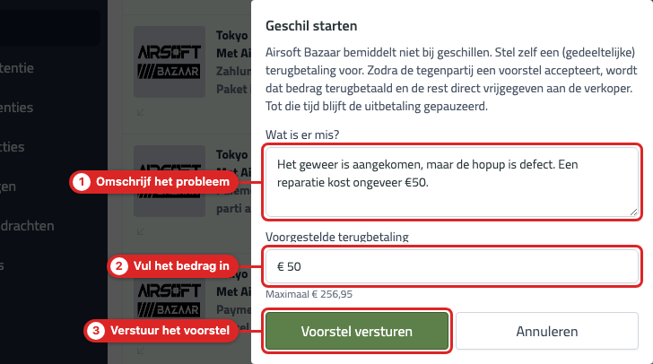 dispute modal