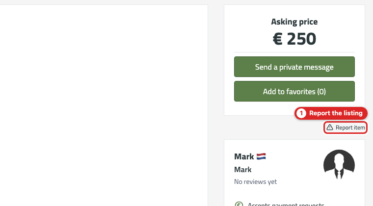 The Report listing link on a listing page